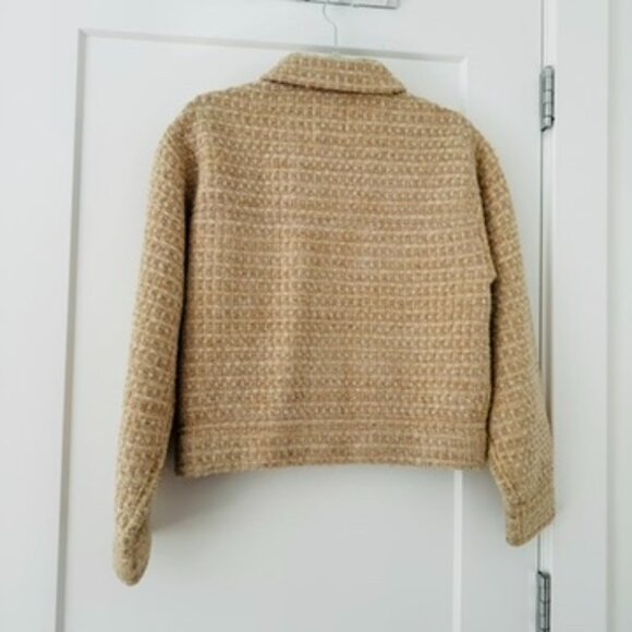 NWOT Sandro Paris Cream Tweed Jacket, Gold Hardware, XS - Picture 6 of 8